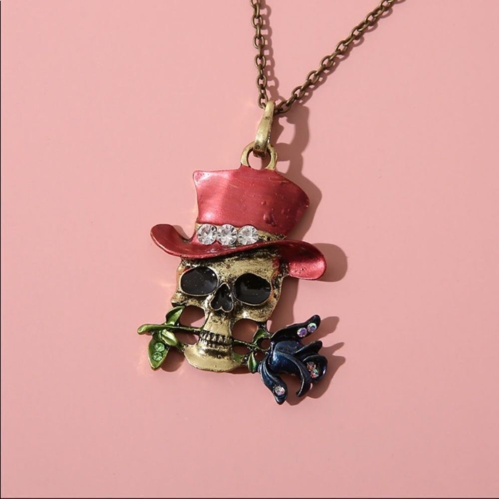 BRONZE & Gold Skull Necklace